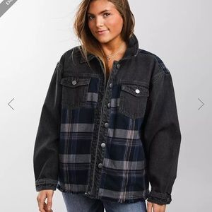 BKE Pieced Plaid Denim Jacket